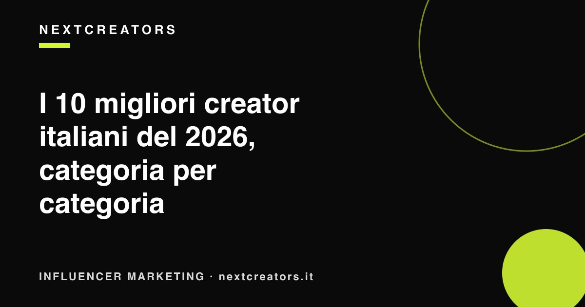 I 10 migliori creator italiani del 2026, categoria per categoria